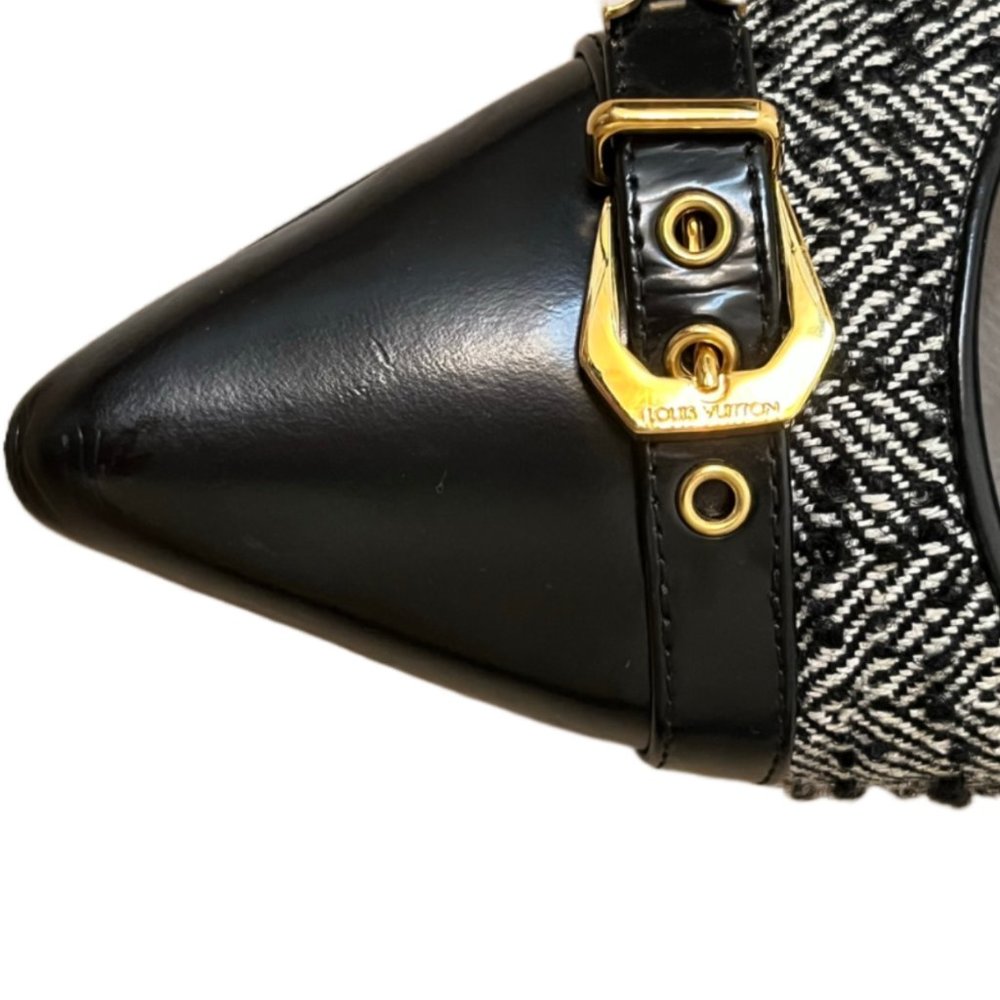 Louis Vuitton Black Leather Tweed Heels Size 37.5 - Picture 9 of 13